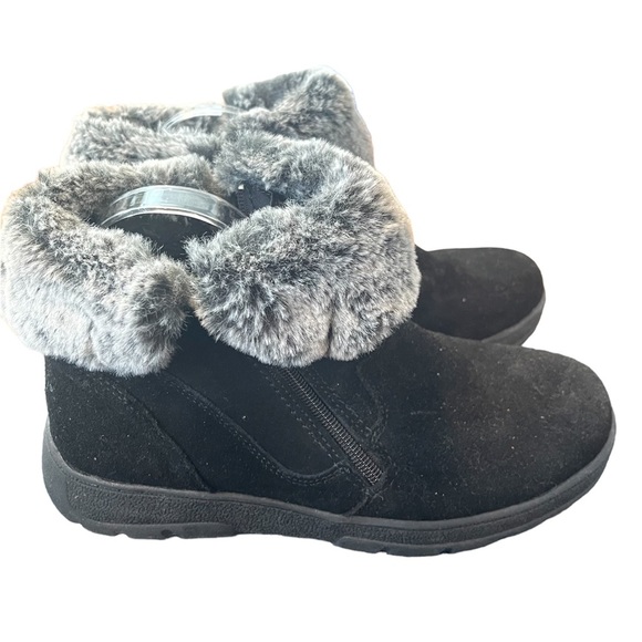 KHOMBU “Jessica” Black ankle booties with grey fur Size 9 - Picture 4 of 8